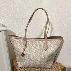 DKNY Beige Monogram Tote Bag
